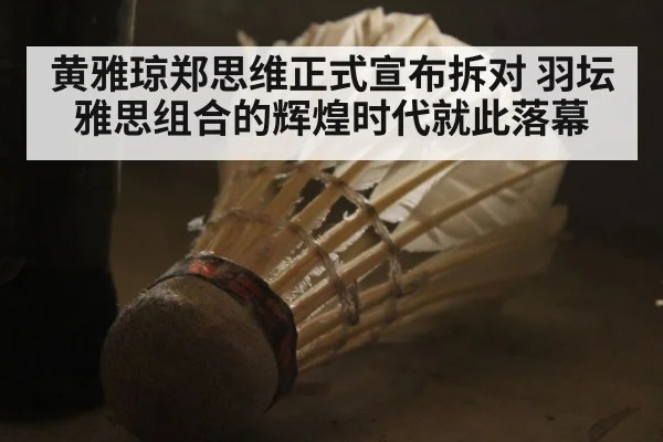 黄雅琼郑思维正式宣布拆对 羽坛雅思组合的辉煌时代就此落幕